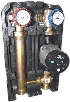Насосная группа Stout с прямым контуром 3/4" с насосом Grundfos UPSO 15-65 130 в теплоизоляции