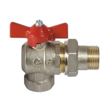 Кран шаровый латунный COMISA с американкой 3/4" В/Н угловой красная бабочка 41.31.770