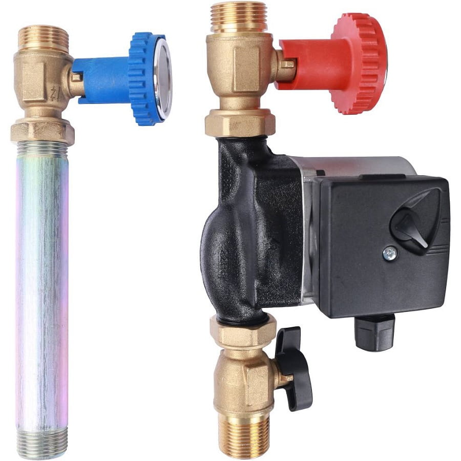 Насосная группа Stout с прямым контуром 3/4" с насосом Grundfos UPSO 15-65 130 в теплоизоляции