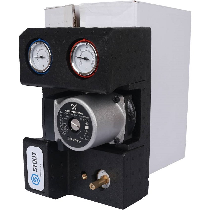 Насосная группа Stout с 3-ходовым приводным смесителем 3/4" с насосом Grundfos UPSO 15-65 130