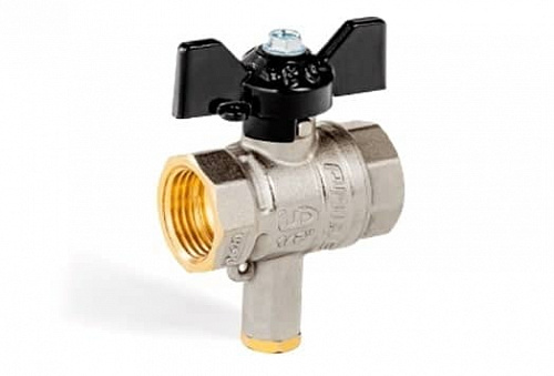 Кран шаровый латунный LD Pride 1/2 для термометра бабочка, фото фото 2