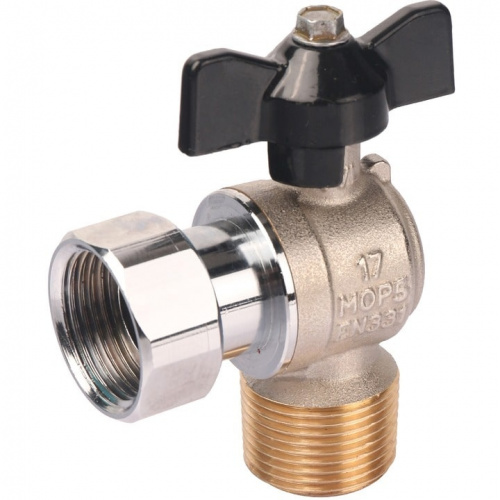 Кран шаровый Stout 3/4x3/4 угловой НР/накидная гайка ручка-бабочка, фото