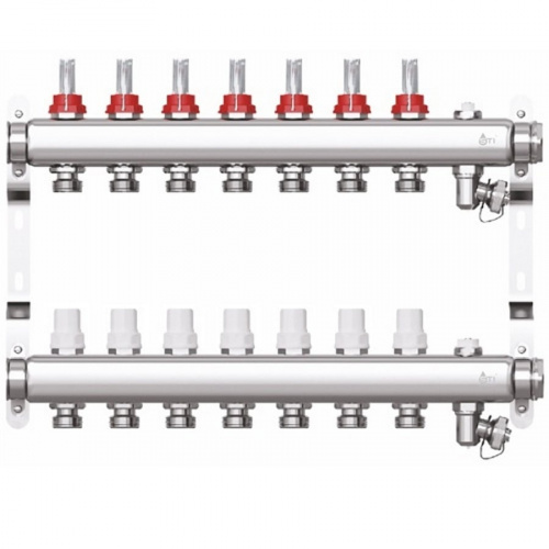 Коллекторная группа STI СМ7F в сборе с расходомерами из нержавеющей стали 7 выходов, фото