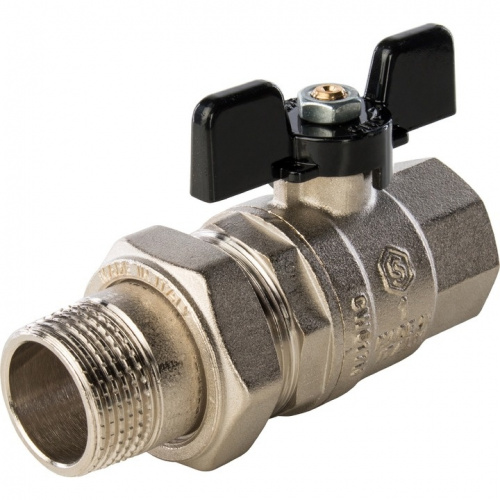 Кран шаровый полн. прох. c америк. 1"  бабочка, STOUT, фото