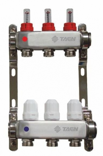 TAEN Коллектор с расходомерами 3 вых. нерж. сталь TAEN Коллектор с расходомерами 3 вых. нерж. сталь, фото