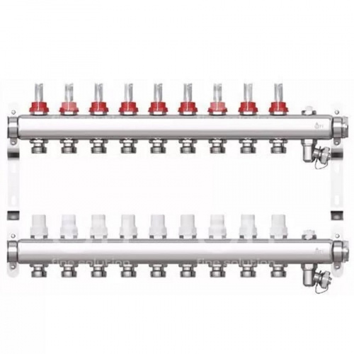 Коллекторная группа STI СМ9F в сборе с расходомерами из нержавеющей стали 9 выходов, фото