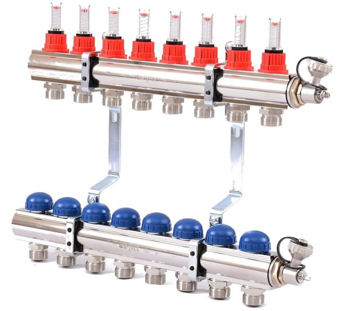 Коллекторная группа Uni-Fitt 8 вых. с расходомерами и термостат. вентилями, фото