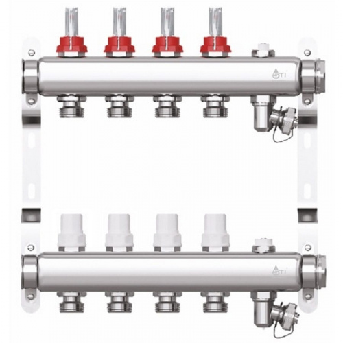 Коллекторная группа STI СМ4F в сборе с расходомерами из нержавеющей стали 4 выхода, фото