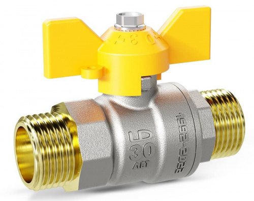 Кран шаровой газовый латунный 1" Н/Н LD Pride 47.25.Н-Н.Б GAS Ду 25 Ру 40 бабочка, фото