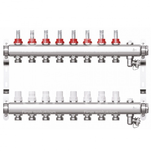 Коллекторная группа STI СМ8F в сборе с расходомерами из нержавеющей стали 8 выходов, фото