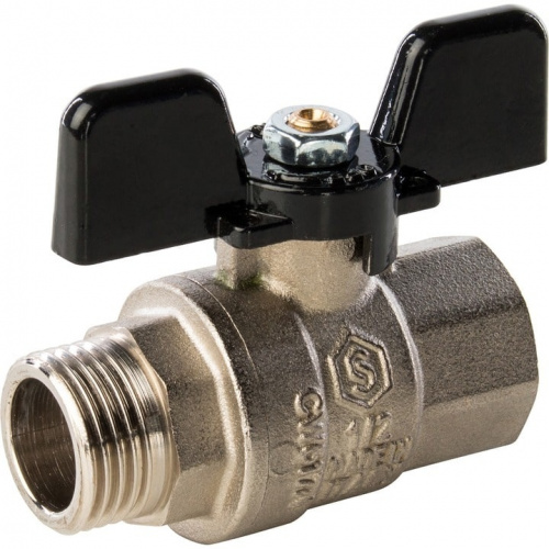 Кран шаровый полн. прох. 1/2" В/Н бабочка, STOUT, фото