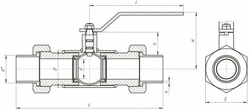 Кран шаровый LD штуцерный КШЦШ ст. 20 Ду40 Ру4,0 полнопроходной, фото фото 2
