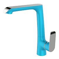 Смеситель для кухни DEVIDA серия GEMMA-SKY с боковой ручкой, на гайке, синий, фото