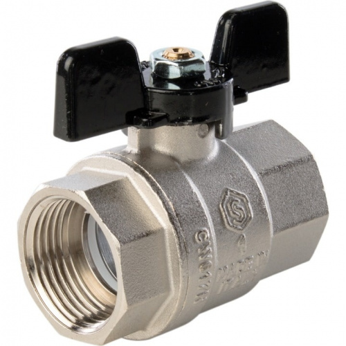 Кран шаровый полн. прох. 1" В/В бабочка, STOUT, фото