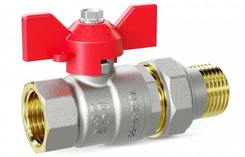 Кран шаровый латунный LD Pride 1 с американкой бабочка, фото