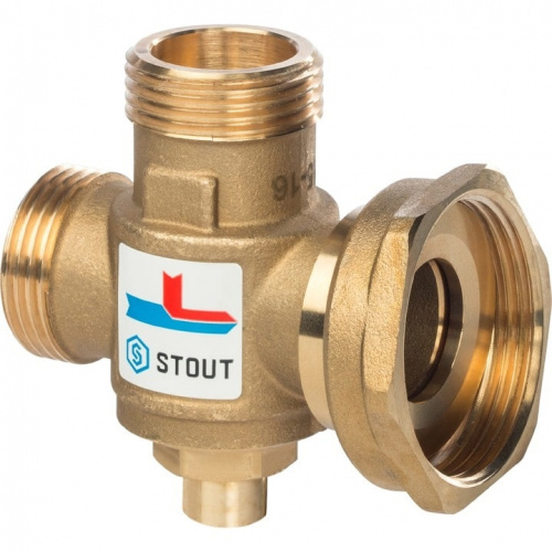 Термостатический смесительный клапан Stout G 1"М-G 1"1/2F-G 1"M 60°С, фото