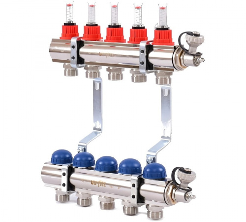 Коллекторная группа Uni-Fitt 5 вых. с расходомерами и термостат. вентилями 450I4305, фото