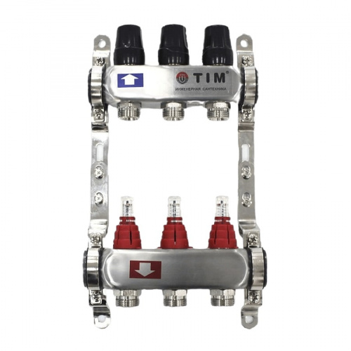 TIM Коллектор с расходомерами 3 вых. нерж. сталь, фото