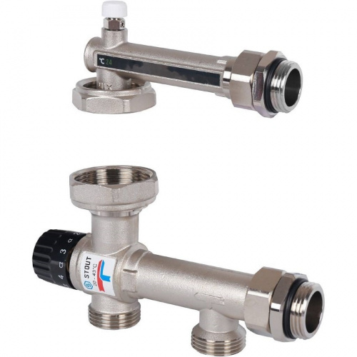 Насосная группа STOUT с термостатическим клапаном 20-43°C без насоса SDG-0120-005000, фото