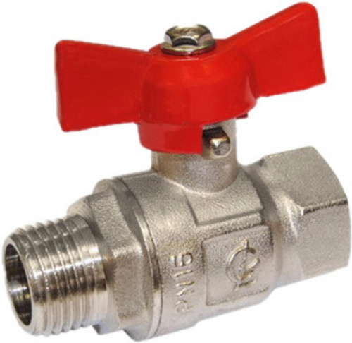 Кран шаровый 11Б27п1 СТАНДАРТ DN-15 В/Н бабочка PN40 НИКЕЛЬ 231 ГАЛЛОП, фото