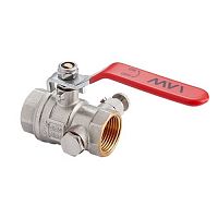 Шаровый кран MVI BV.630 1/2 ММ с дренажом и воздухоотводчиком рычаг, фото