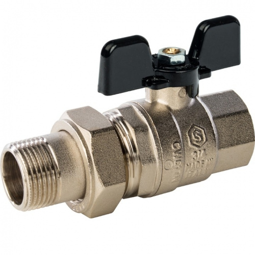 Кран шаровый полн. прох. c америк. 3/4"  бабочка, STOUT, фото