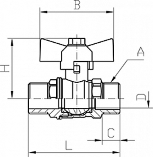 Кран шаровый 11Б27п1 СТАНДАРТ DN-20 Н/Н бабочка PN40 233 ГАЛЛОП, фото фото 2
