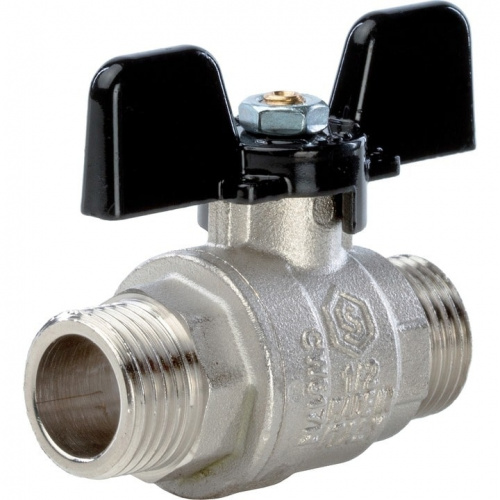 Кран шаровый полн. прох. 1/2" Н/Н бабочка, STOUT, фото