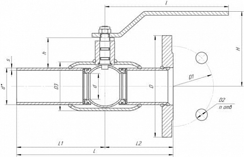 Кран шаровый LD фланец/приварка для газа КШЦК ст. 20 Ду200 Ру2,5, стандартнопроходной, фото фото 2