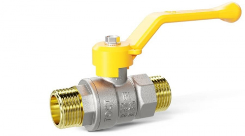 Кран шаровой газовый латунный 1/2" Н/Н LD Pride 47.15.Н-Н.Р GAS Ду 15 Ру 40 рычаг, фото