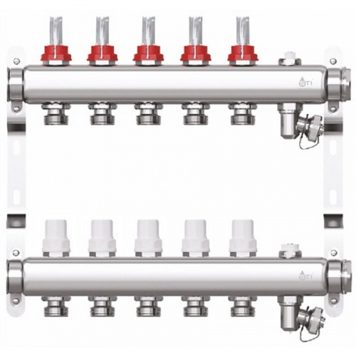 Коллекторная группа STI СМ5F в сборе с расходомерами из нержавеющей стали 5 выходов, фото
