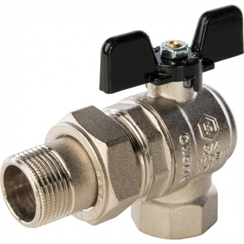 Кран шаровый полн. прох. c америк. угл. 3/4"  бабочка, STOUT, фото