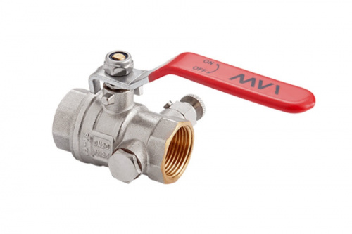 Шаровый кран MVI BV.630 3/4 ММ  с дренажом и воздухоотводчиком рычаг, фото