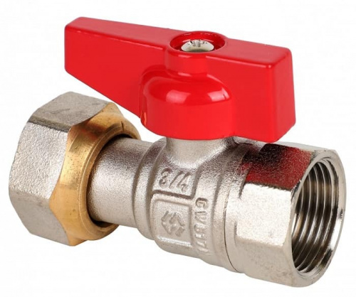 Шаровый кран MVI BV.530 3/4"М х3/4"М бабочка с накидной гайкой. угловой, фото