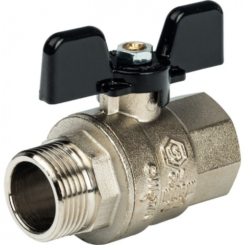 Кран шаровый полн. прох. 3/4" В/Н бабочка, STOUT, фото