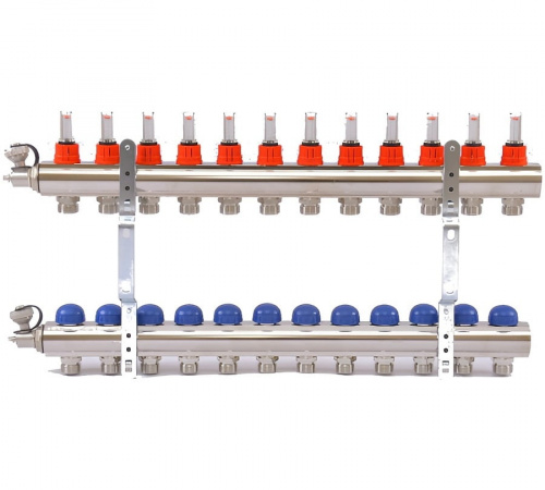 Коллекторная группа Uni-Fitt 12 вых. с расходомерами и термостат. вентилями, фото