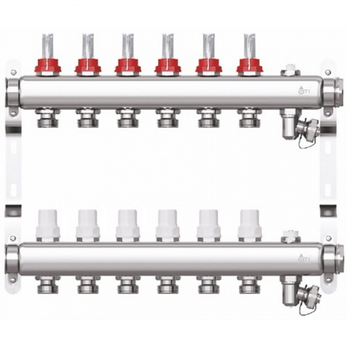 Коллекторная группа STI СМ6F в сборе с расходомерами из нержавеющей стали 6 выходов, фото