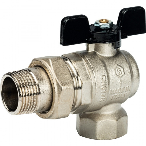 Кран шаровый полн. прох. c америк. угл. 1"  бабочка, STOUT, фото