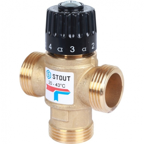 Термостатический смесительный клапан Stout для отопления и ГВС 1” НР 20-43 KV 1,6 Термостатический смесительный клапан Stout для отопления и ГВС 1” НР 20-43 KV 1,6, фото