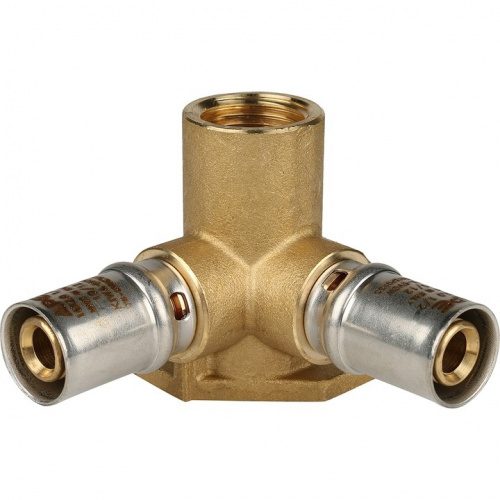 Пресс тройник с креплением Stout ВР 16х1/2х16 для м/п труб SFP-0015-001216, фото