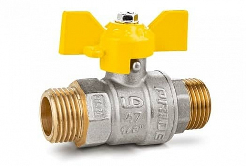 Кран шаровой газовый латунный 1" Н/Н LD Pride 47.25.Н-Н.Б GAS Ду 25 Ру 40 бабочка, фото фото 2