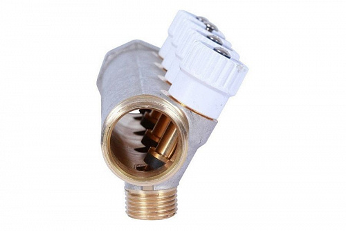 STOUT Коллектор для воды косой 1", 4 отвода 1/2" с вентилями (плоское уплотнение), фото фото 3