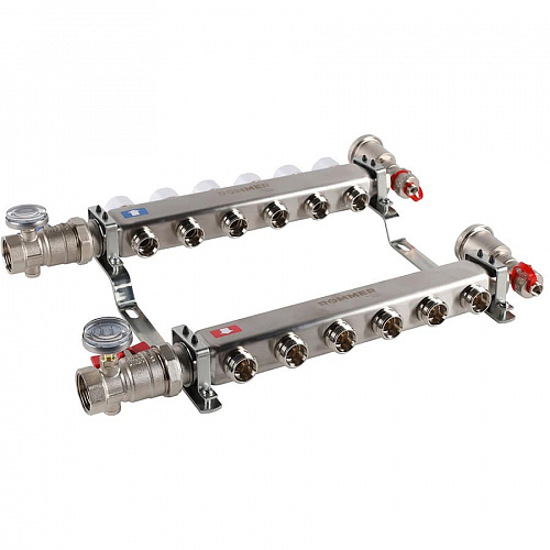 Коллектор без расходомеров ROMMER 6 выходов нерж. сталь в сборе, фото фото 2