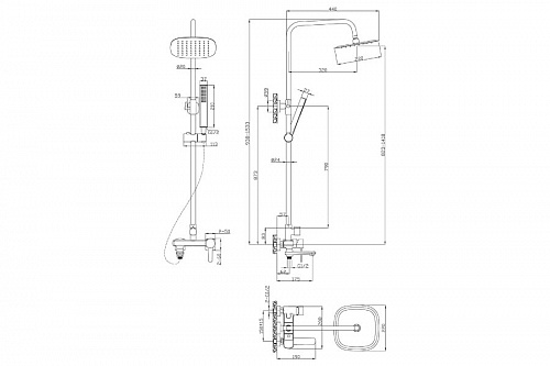 Смес. DEVIDA серия MONTI с верхним душем, фото фото 2