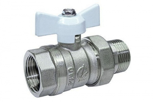 Кран шаровый 11Б27п1 СТАНДАРТ DN-20 бабочка белая амер. PN40 НИКЕЛЬ 232 ГАЛЛОП, фото