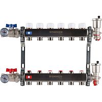 коллектор без расходомеров rommer 6 выходов нерж. сталь в сборе