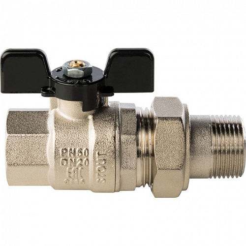 Кран шаровый полн. прох. c америк. 3/4"  бабочка, STOUT, фото фото 3