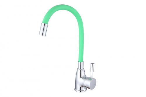 Смеситель ROEGEN RD014G для кухни, 40 мм, на гайке, с боковой ручкой, с гибким салатовым изливом, фото