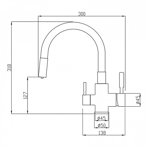 Смеситель DEVIDA для питьевой воды с гибким изливом, матовый, SUS304, на гайке, фото фото 3