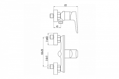Смеситель DEVIDA серия VIVA гигиенический, пристенный, фото фото 3